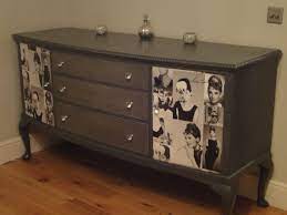Audrey Hepburn Sideboard Vintage Hand Painted Furniture Farmhouse Style Furniture Sideboard Grey