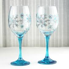 Hand Painted Wine Glasses Snowflake Design Wedding Glasses Christmas Glasses Hand Painted Wine Glasses Christmas Wine Glasses Painted Wine Glasses