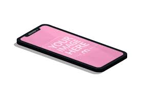 A 3d Isometric Mockup Template Of A Black Iphone Isolated Over A Solid Color Background Place Your Image Into The Iphone Minimal Photoshop Mockup Free Iphone
