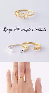 Ring With Couple S Initials Two Initial Open Ring Double Initials Ring With Diamond Heart Girlfriend Gifts Best Friend Rings Birthday Gifts For Girlfriend