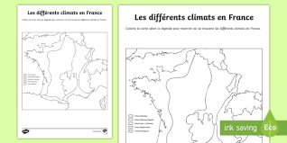 Les couleurs sont à personnaliser sur canva. Feuille D Activites Les Differents Climats En France