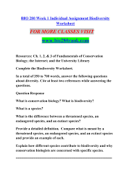 Bio 280 Week 1 Individual Assignment Biodiversity Worksheet By Sreeja28 Issuu