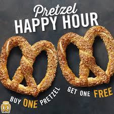 Pretzel Happy Hour Auntie Anne S Buy 1 Pretzel Get 1 Free Dealspinoy Auntie Annes Happy Hour Happy