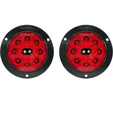 4 Round Flange Mount Hi Visibility Led Stop Turn Tail Reverse Lights