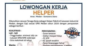 Kini prt, cleaning service, supir kantongi gaji min rp2,2 juta/bulan. Lowongan Kerja Terbaru Di Care Fast Posisi Sebagai Helper Medianya Informasi Lowongan Kerja Terbaru Di Medan 2020 I Lowonganmedan Com