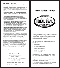 Installation Sheet Total Seal Piston Rings Manualzz Com