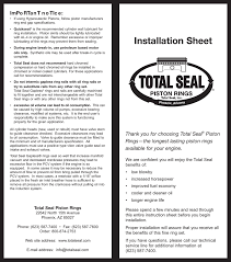 installation sheet total seal piston rings manualzz com