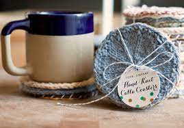 Click the link below for the free knitting pattern Handmade Gift Idea Knitted Coasters Party Inspiration