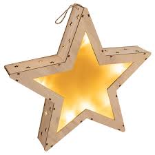 Holzstern 3d Optik 10 Led Warm Weiss Batterie Timer 35 Cm Weihnachtsdeko Stern