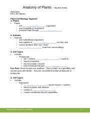 The various components of a plant cell is outlined in the following table: Student Notes 3 Pdf Anatomy Of Plants U2013 Student Notes Directions Fill In The Blanks Plant Cell Biology Segment 1 Plants U2022 Plants Multicellular U2013 Course Hero