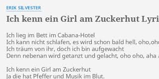 Silvester städtereisen mit der bahn. Ich Kenn Ein Girl Am Zuckerhut Lyrics By Erik Silvester Ich Lieg Im Bett