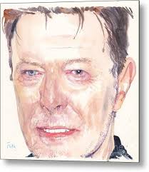 David Bowie (watercolor) Metal Print by Michael Frith