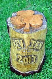 Hand Carved Stump Table For The Garden Irish Wedding Present For My Sister And Brother In Law Wood Carving Wood Carving Hand Carved Irish Wedding