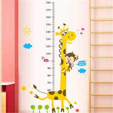 Us 2 79 30 Off Kids Height Chart Wall Sticker Home Decor Cartoon Giraffe Height Ruler Home Decoration Room Decals Wall Art Sticker Wallpaper In Wall
