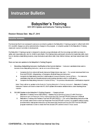 Discover activities to teach first aid skills, kindness and wellbeing through engaging films, powerpoints and quizzes. Babysitters Training Instructor Bulletin May 2016 V4 First Aid American Red Cross