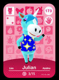 Custom Made 173 Julian Amiibo Card Animal Crossing Amiibo Cards Animal Crossing Characters Animal Crossing