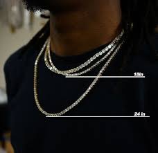Learn the official names of the various necklace lengths. Men S Necklace Length Guide How To Wear A Necklace With Class Men S Necklace Mens Accessories Necklace Tennis Chain