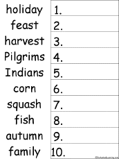 It's officially known as thanksgiving day but is commonly just called thanksgiving. Thanksgiving Spelling Worksheets Enchantedlearning Com