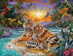 Shop with afterpay on eligible items. Ravensburger Tigerfamilie Im Sonnenuntergang 1000 Teile Diamantmalerei Bemalte Kreuze Ausgestopftes Tier