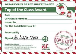 Christmas Reward Chart Printable Certificate Elf For