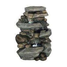 Pure Garden 25 5 In Stone Waterfall Fountain With Led Lights 50 0006 The Home Depot Waterfall Fountain Pure Garden Fountains Outdoor
