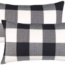 Black and white buffalo check plaid linen throw pillows. 4th Emotion Set Of 2 Farmhouse Buffalo Check Plaid Throw Pillow Covers Cushion Case Cotton Linen For Fall Home Decor Black And White Decotalog