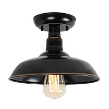 Oil Rubbed Bronze 1 Light Outdoor Ceiling Mounted Flush Mount Lighting El0500ib The Home Depot Flush Mount Lighting Unique Light Fixtures Ceiling Lights