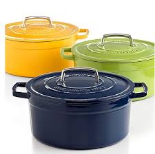 Roast, slow cook, sear and bake to perfection with the lasting beauty and performance of enameled cast iron cookware from martha stewart collection. Martha Stewart Colored Enameled Cast Iron Round Casserole 6 Qt For 49 99