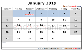 January 2019 Calendar With Holidays 2019 Calendar Calendar Holiday Calendar