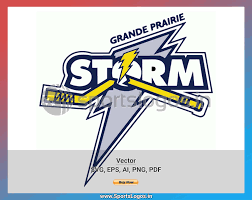 Grande Prairie Storm Hockey Sports Vector Svg Logo In 5 Formats Spln001646 Sports Logos Embroidery Vector For Nfl Nba Nhl Mlb Milb And More Sport Hockey Embroidery Logo Hockey