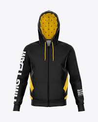 Zipped Hoodie Front View In Apparel Mockups On Yellow Images Object Mockups Clothing Mockup Hoodie Mockup Hoodies
