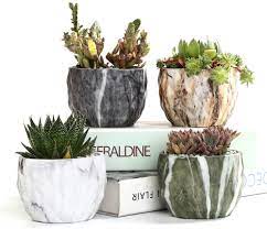 Before you can make a flower pot, you need a crafting table, a furnace, and the necessary materials. Amazon Com Sun E Modern Style Marbling Ceramic Flower Pot Succulent Cactus Planter Pots Container Bonsai Planters With Hole 3 35 Inch Gift Idea 4 In Set Plants Not Included Kitchen Dining