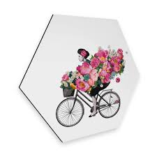 Hexagon - Alu-Dibond Graves - Flora Bicycle - trenddeko.ch