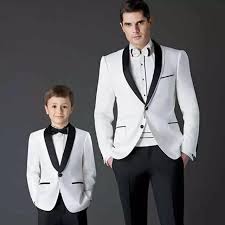 Black And White Dinner Party Attire Black And White Blazer Father And Son Matching Suits Groom Tuxedo Wedding Groom Attire Black White Tuxedo Wedding