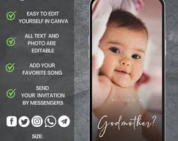Will You Be My Godmother Proposal Invitation Video Godparent Proposal Card  Classic Minimalist Modern Will You Be My Godmother Template 282