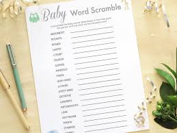 Free printable word scramble for a baby shower. 22 Printable Baby Shower Word Scrambles