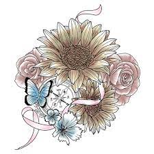 Breast cancer is one of the most well known and financially supported diseases because breast cancer affects many people's lives. Illustration Tattoo With Butterfly Flowers And A Breast Cancer Ribbon Wettbewerb In Der Kategorie Tattoo 99designs