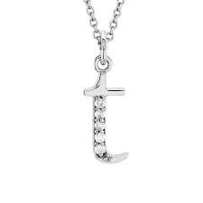 The Kelly 14k White Gold Diamond Lower Case Letter T Necklace 16 In Diamondnecklaces White Gold Diamonds Initial Necklace Necklace Craft