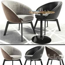 3d Models Arm Chair Minotti Russel Lounge Chair With Oliver Table Chair Minotti Furniture Table