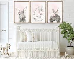 Bunny Prints Nursery Decor Set Girl Rabbit Print Baby Girl Canvas Nursery  Wall Art Nursery Art Nursery Print Bunny Butt Baby Shower Gift