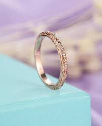 Rose Gold Wedding Band Women Vintage Antique Dainty Minimalist Gold Wedding Bands Women Gold Wedding Band Antique Wedding Rings