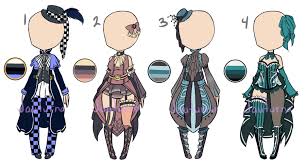 Outfit Set2 Circus Inspired Closed Drawing Anime Clothes Anime Outfits Character Art