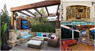 The project also consist of outdoor furniture by the patio district, pool deck with gold travertine material, and an ivy wall with led lights and custom construction with. Outdoor Tv Enclosure Ideas Take The Entertainment Outdoors Backyard Entertaining Backyard Outdoor Tv