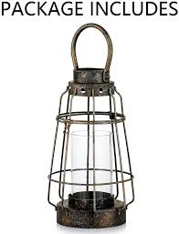 You can order these wrought iron candle holders and vases in a variety of special finishes. Buy Nuptio Vintage Candle Lanterns Decorative With Handle Rustic Portable Pillar Candle Holder With Glass Wrought Iron Farmhouse Lantern For Wedding Party Centerpiece Garden Decor Indoor Outdoor Use Online In Indonesia B08dxvpf93