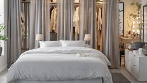 Changing to simple and plain bed linen, and combining them with linen curtains in the same color scheme and a soft and exquisite clothes rack, immediately heightens the fresh and cool feeling of a room. A Gallery Of Bedroom Inspiration Ikea