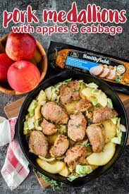 This Quick Recipe For Pork Medallions With Apples And Cabbage Makes A Convenient And Easy Fall Dinner Por Pork Recipes Pork Medallions Pork Tenderloin Recipes