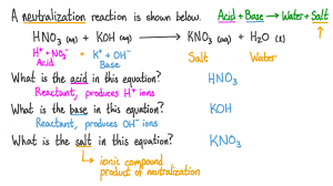 What is an acid or a base? Question Video Identifying Acids Bases And Salts In A Neutralization Reaction Nagwa