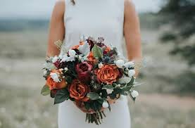 17 piece package silk flower wedding bridal bouquet cream peach champagne rustic. Burnt Orange Burgundy White Green And Blue Bridal Bouquet By Plum Sage Flowers Photo By Jil Bridal Bouquet Blue Orange Bridal Bouquet Orange Wedding Flowers