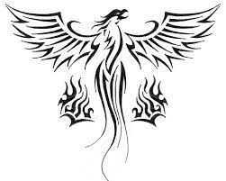 The greek phoenix is typically gold and scarlet (a color somewhere between red and orange). Nice Tribal Phoenix Tattoo Design