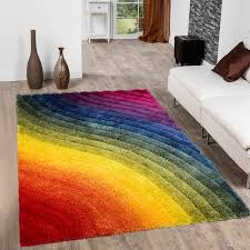 Ainsley Soft 3d Wavy Rainbow Area Rug In 2020 Rainbow Design Area Rugs Plush Area Rugs